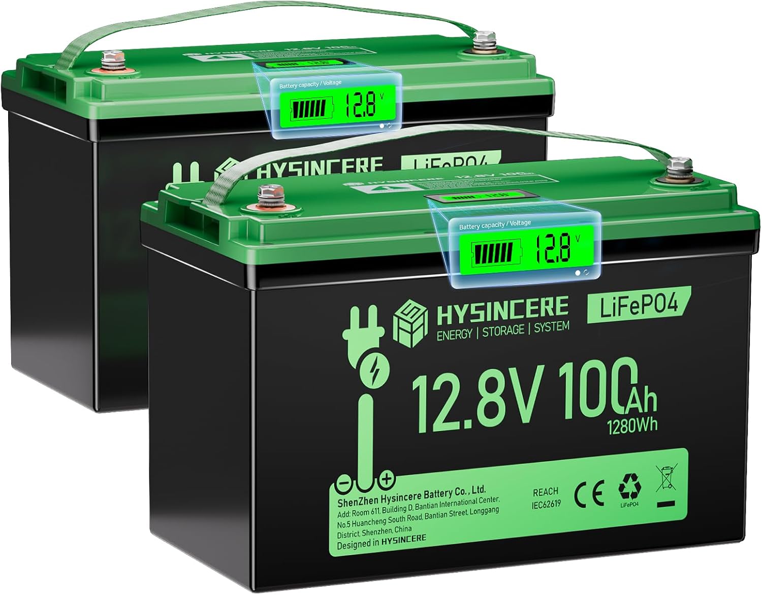 12V 100Ah LiFePO4 Battery Group 31, 1280Wh, 100A BMS, 15000 Cycles, 10-Year Life, Deep Cycle Lithium Battery for RV, Marine (2 Pack)