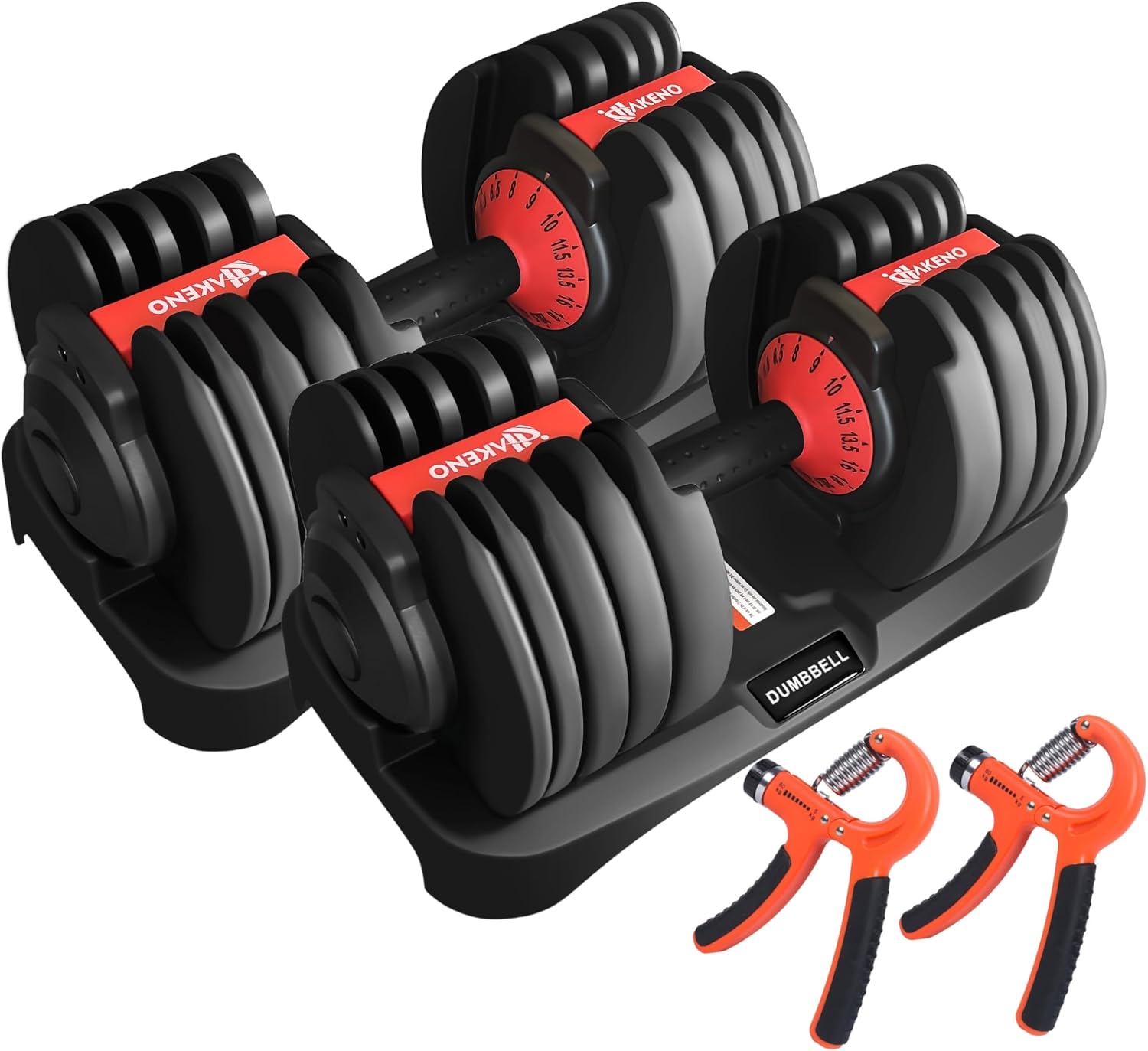 15 Weight in 1 Adjustable Dumbbell 53LB with Fast Automatic Adjustable and Weight Plate for Body Workout Home Gym (24kg/53lb) 2pcs