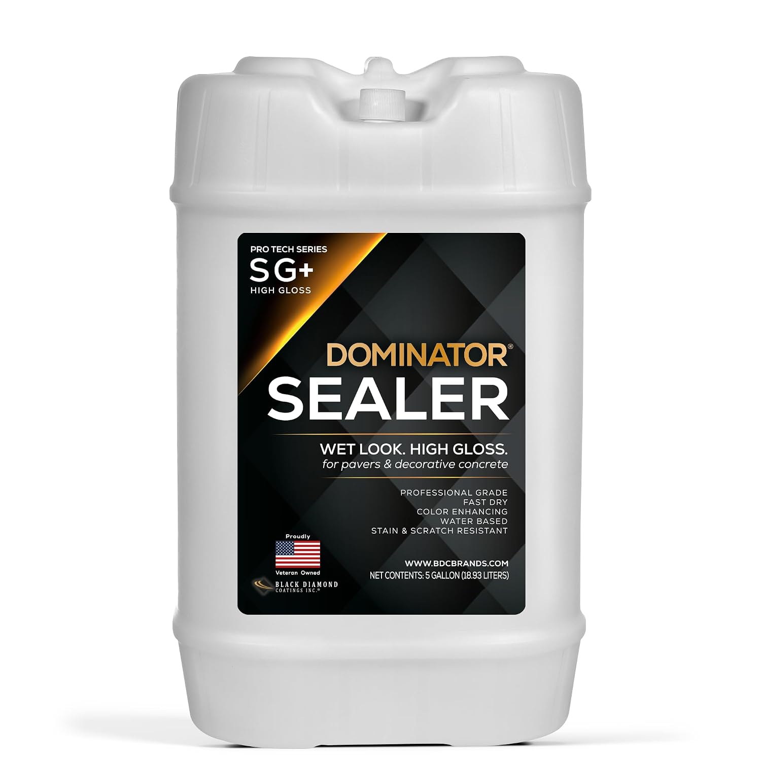 5 Gal. DOMINATOR SG+ Clear Acrylic Sealer | Fast Dry | Driveway, Patio and Walkways