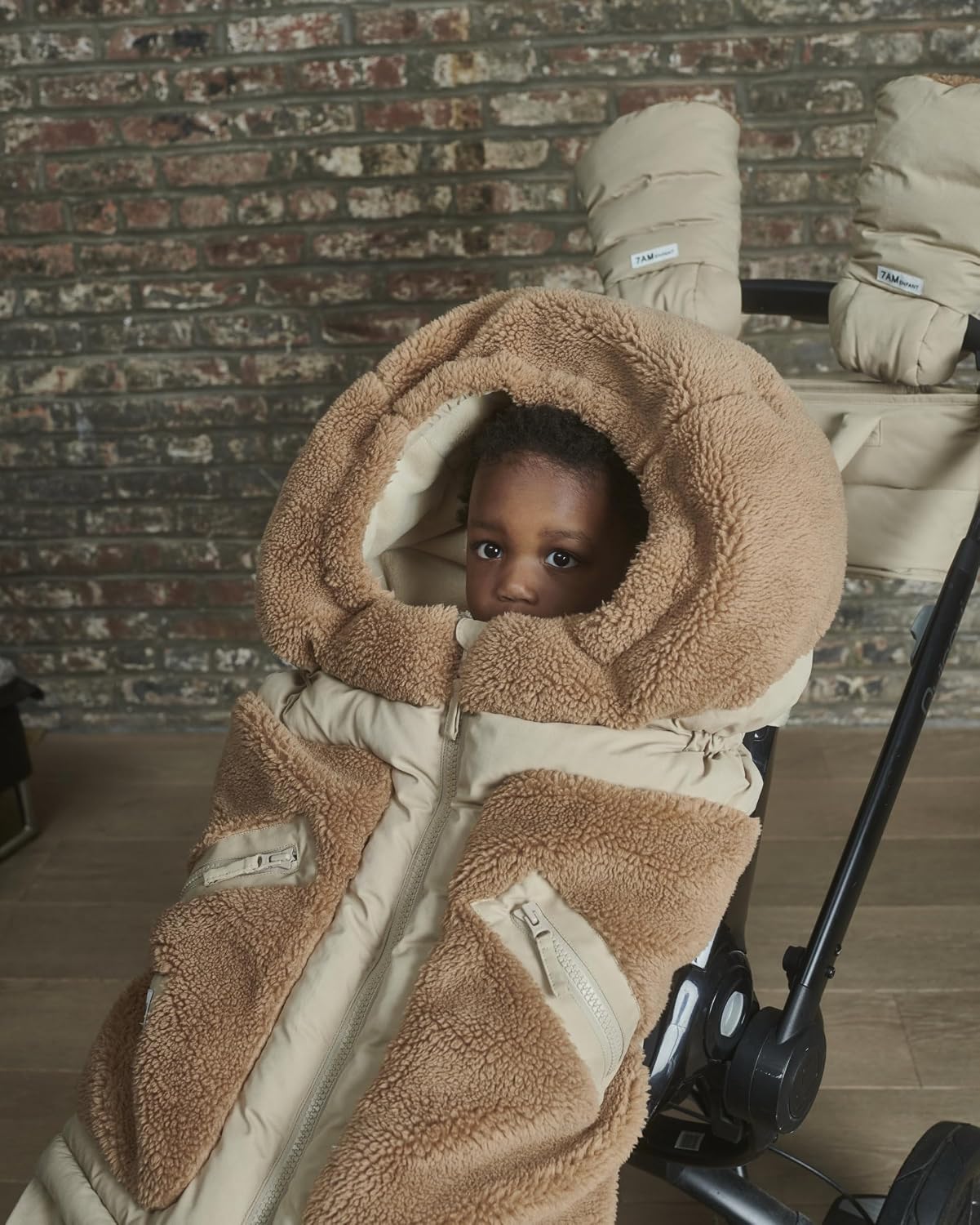 7 A.M. Enfant B212 Evolution Stroller Blanket, Cappuccino Applique – OatCacao (6M – 4T)