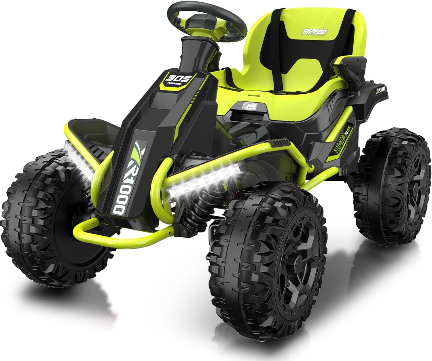 ANPABO 24V 4×4 Ride On Toy for Big Kids – 4x200W Motors, 5MPH, Adjustable Seat, Parent Remote, Metal Frame, Suspension, Green