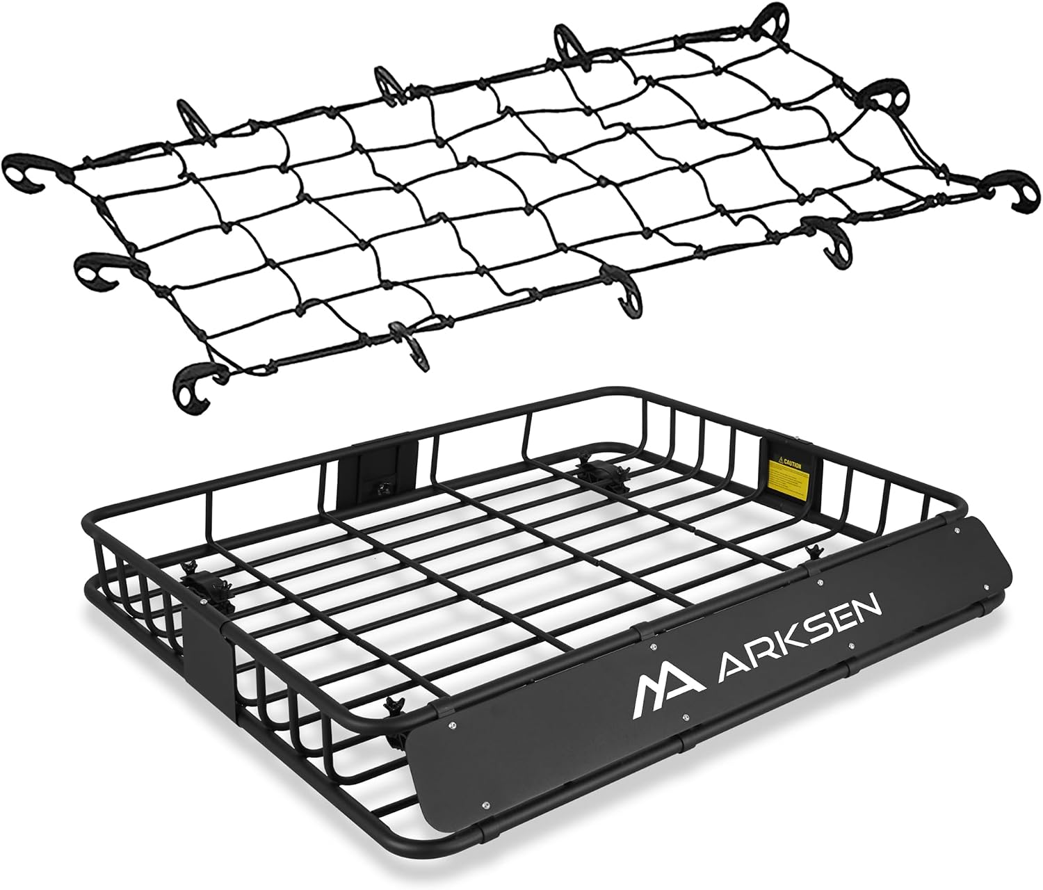 ARKSEN Extra-Wide Roof Rack 43″x50″x6″ – 250 lbs Capacity, Heavy-Duty Steel Cargo Basket with Net for SUV, Truck & Car