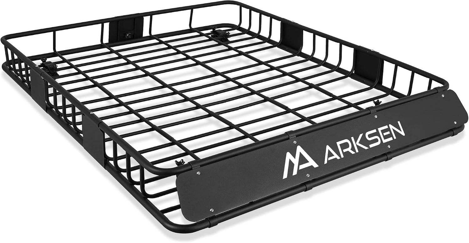 ARKSEN Roof Rack Cargo Carrier 64″x50″x6″ – 250 lbs Capacity, Extra-Wide Steel Basket with Extension for SUV, Truck & Car