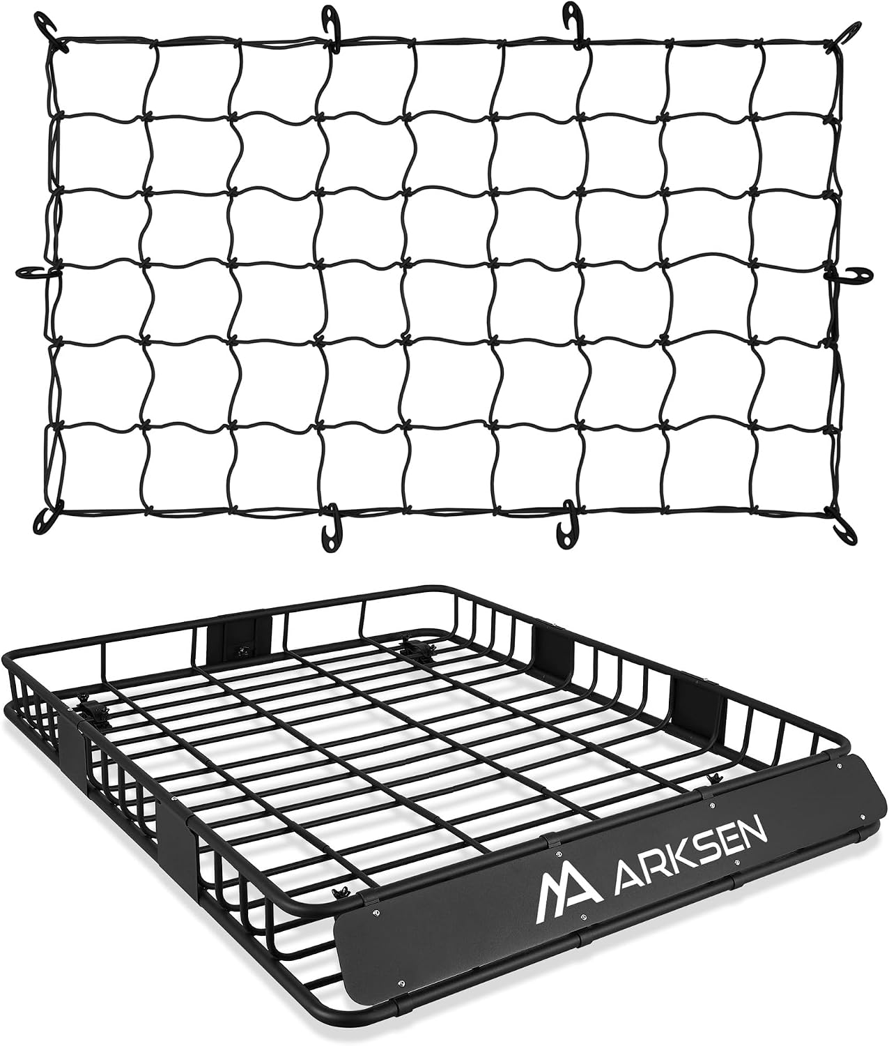 ARKSEN Roof Rack Cargo Carrier 64″x50″x6″ – Extra-Wide, 250 lbs Capacity with Cargo Net, Heavy-Duty Steel for SUV, Truck & Car