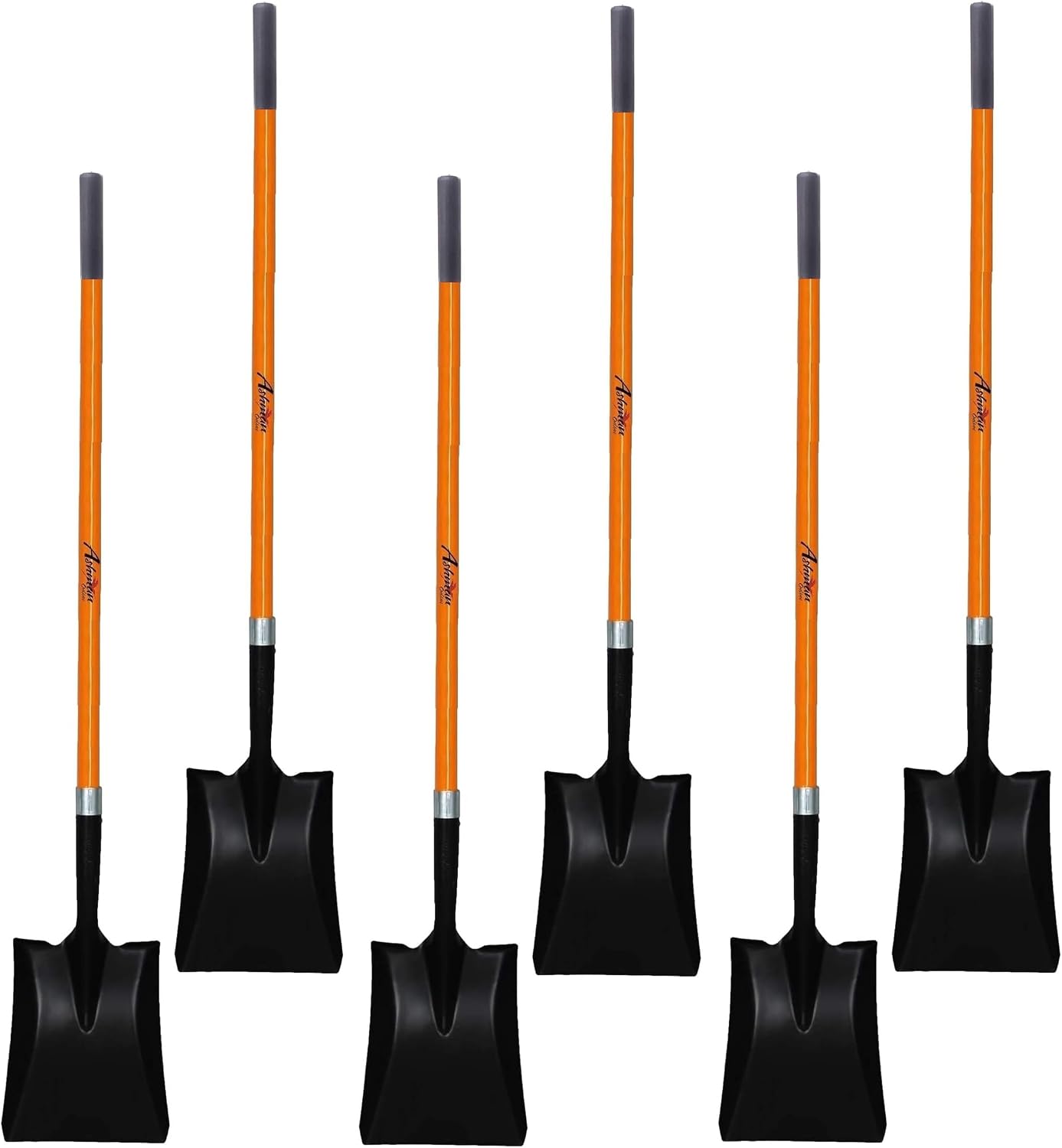 Ashman 6-Pack Heavy-Duty Transfer Shovels – 47″ Long Durable Handle & Blade for Construction, Landscaping & Snow