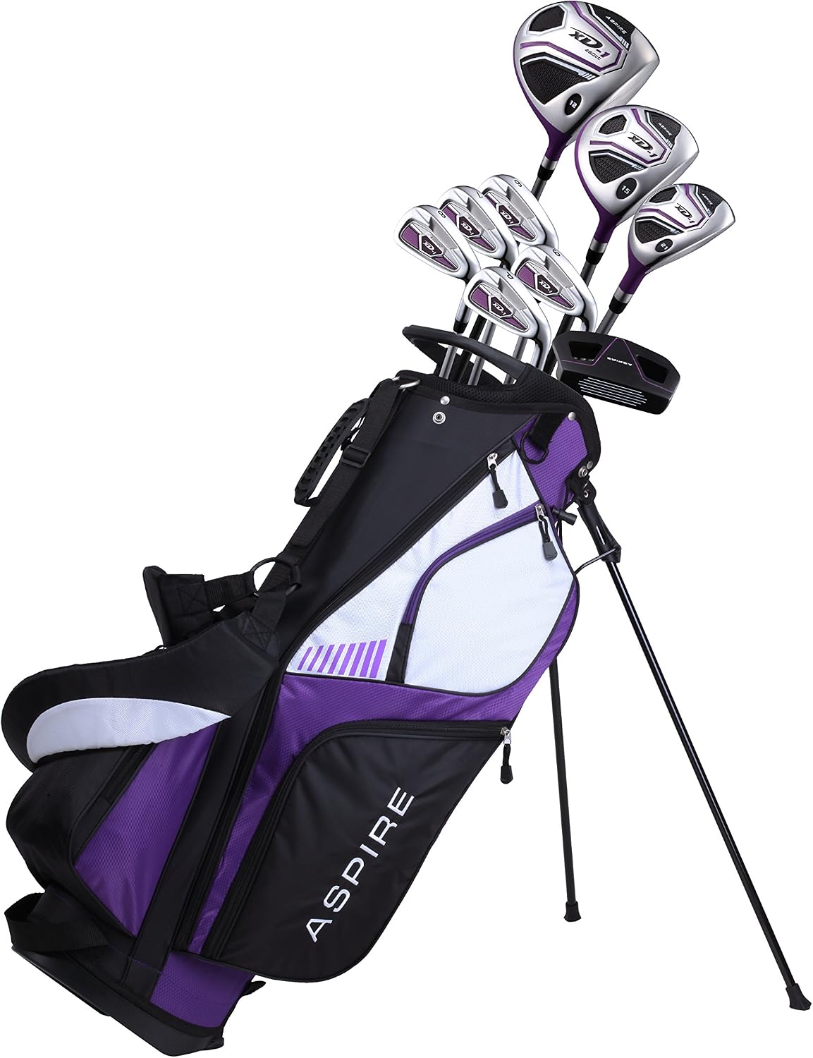 Aspire XD1 Women’s Golf Clubs – Right Handed, Ultra-Light Graphite, Full Set w/ Bag, 3 Sizes, Purple, Includes 3 Headcovers – Petite -1″