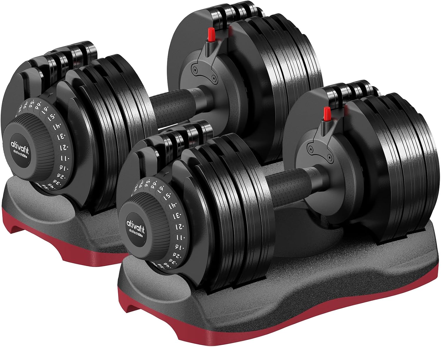 Ativafit 66LB Pair Adjustable Dumbbell – 12 in 1 Quick Dial Weights with Anti-Slip Handle & Safety Lock for Home Gym