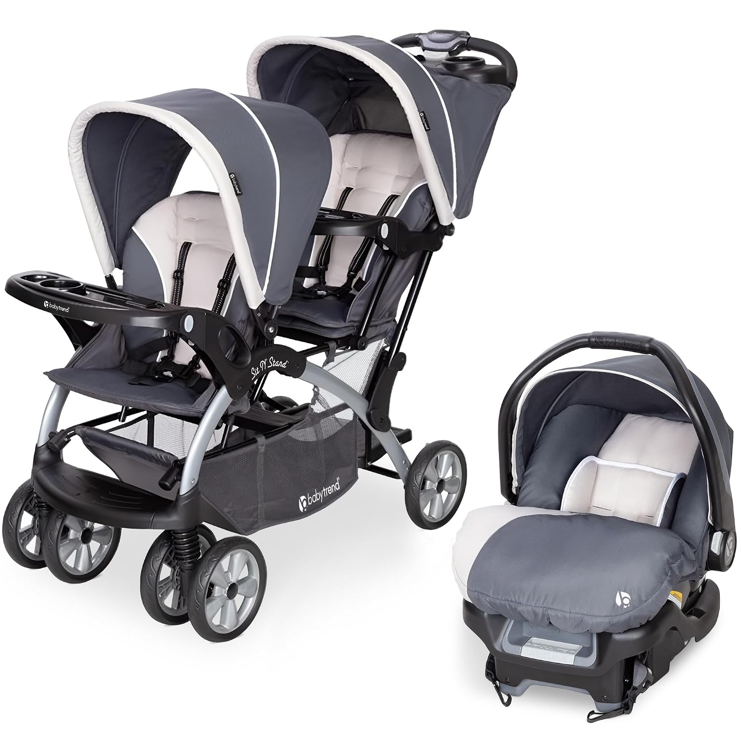 Baby Trend Infant and Toddler Double Stroller & Car Seat Combo, 2 Pc Set, Magnolia