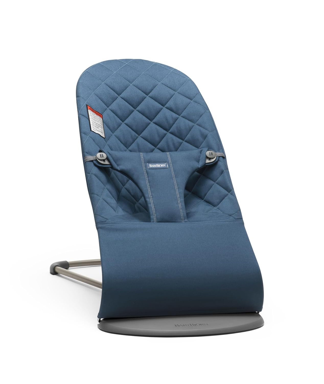 BabyBjorn Bouncer Bliss, Dark Gray Frame Classic Quilt Cotton Midnight Blue