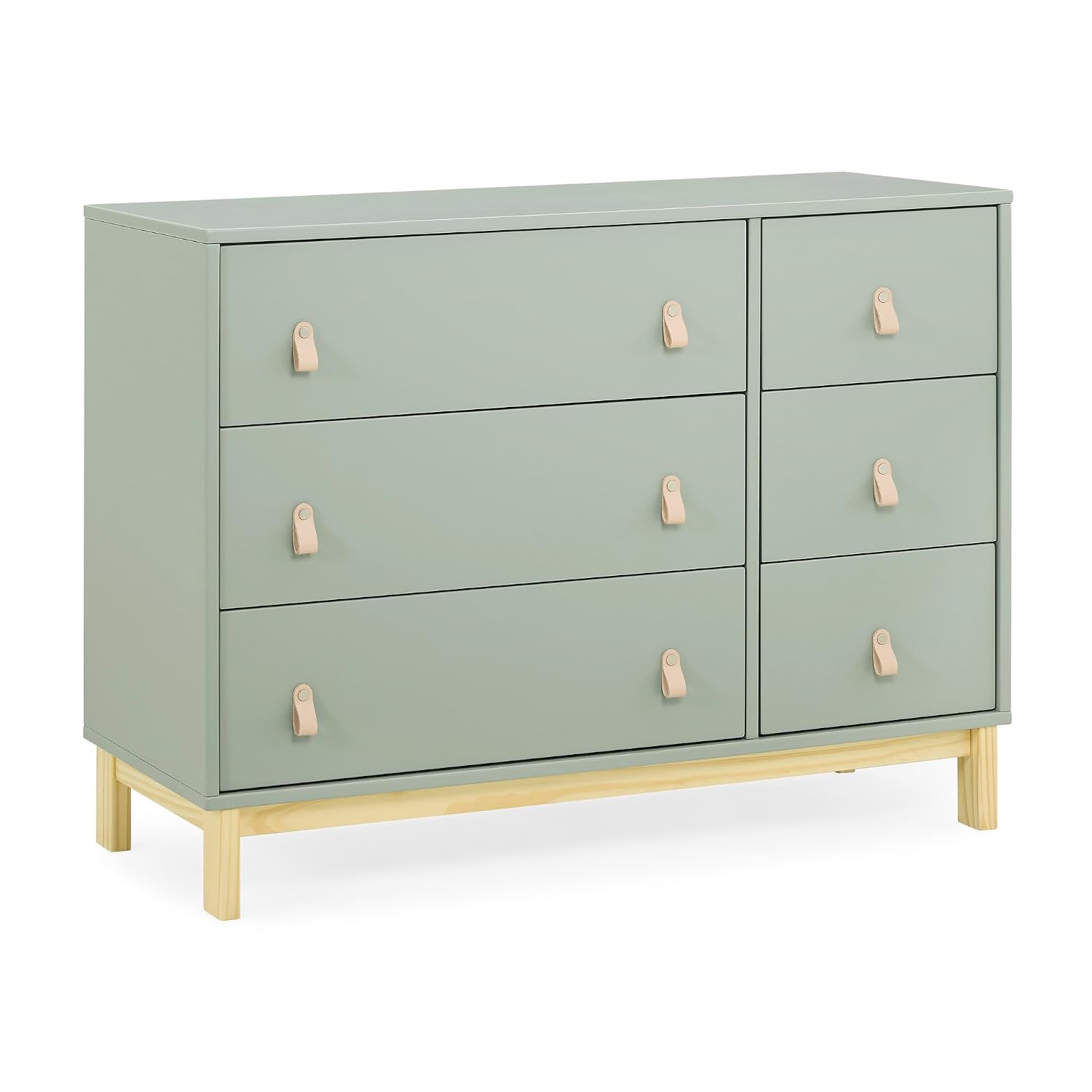 babyGap Legacy 6 Drawer Dresser with Leather Pulls and Interlocking Drawers by Delta Children – Greenguard Gold Certified, Sage Green w/Natural