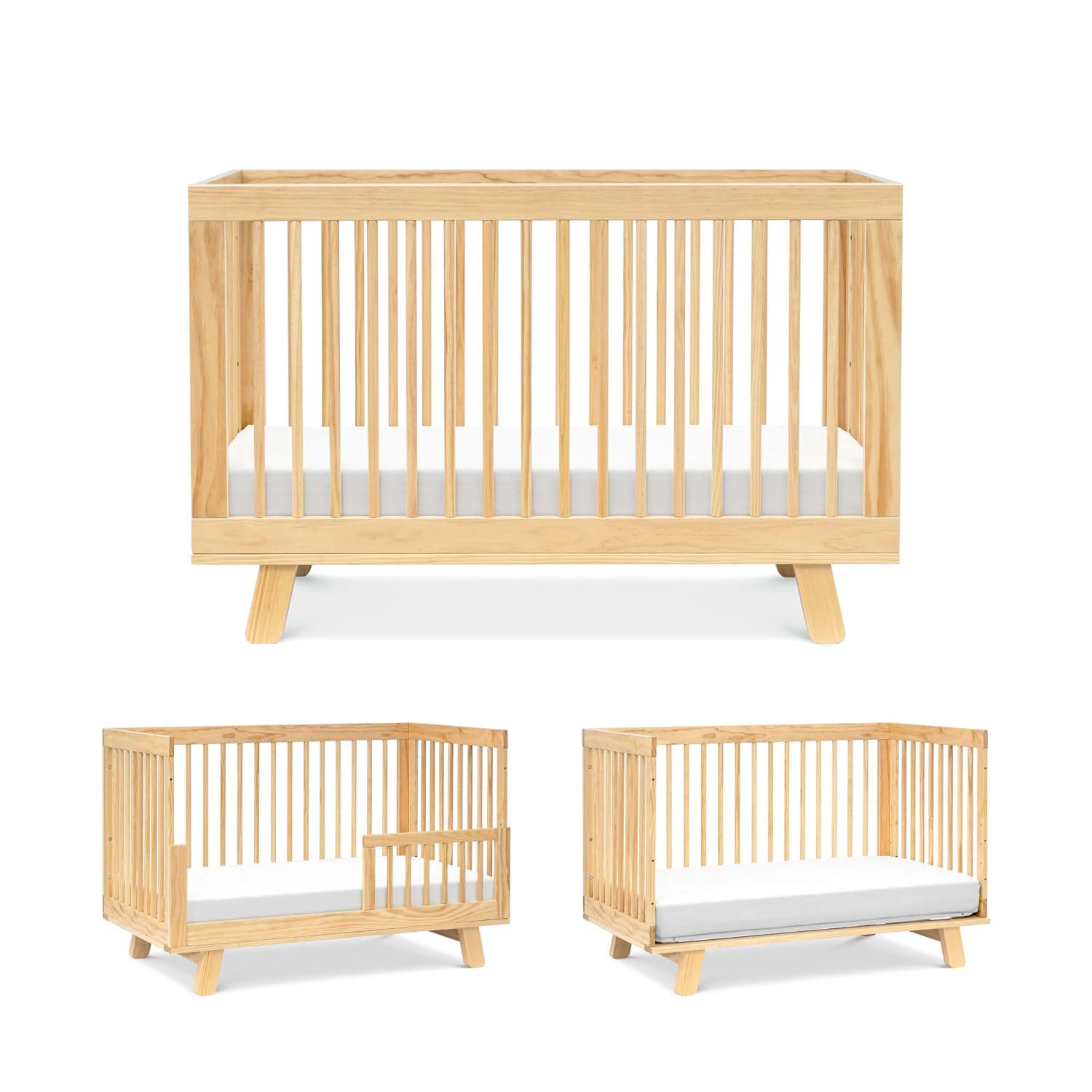 Babyletto Hudson 3-in-1 Convertible Crib, GREENGUARD Gold Certified, Toddler Bed & Daybed, Adjustable Heights, Natural