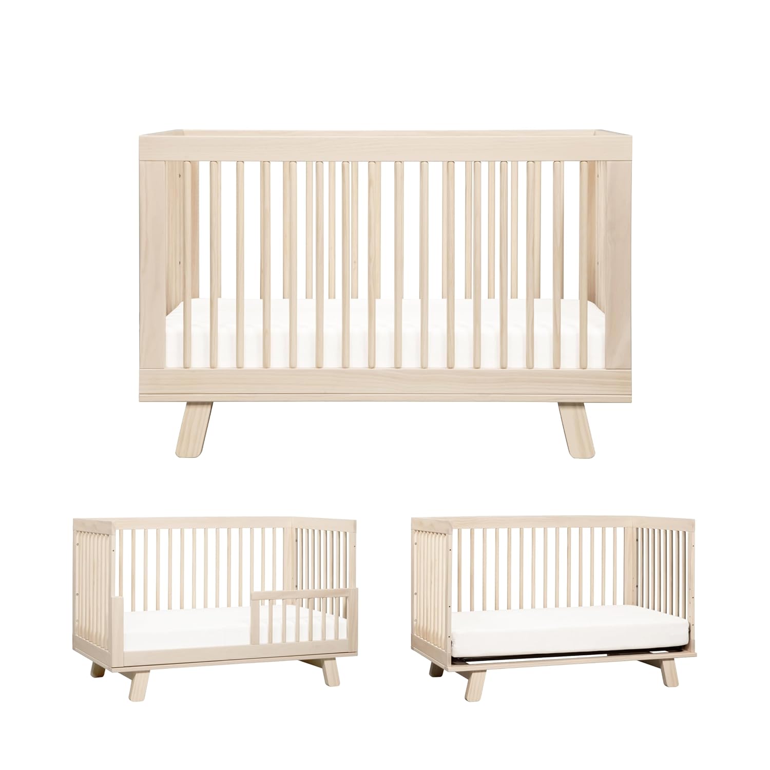 Babyletto Hudson 3-in-1 Convertible Crib, GREENGUARD Gold Certified, Toddler Bed & Daybed, Adjustable Heights, Washed Natural