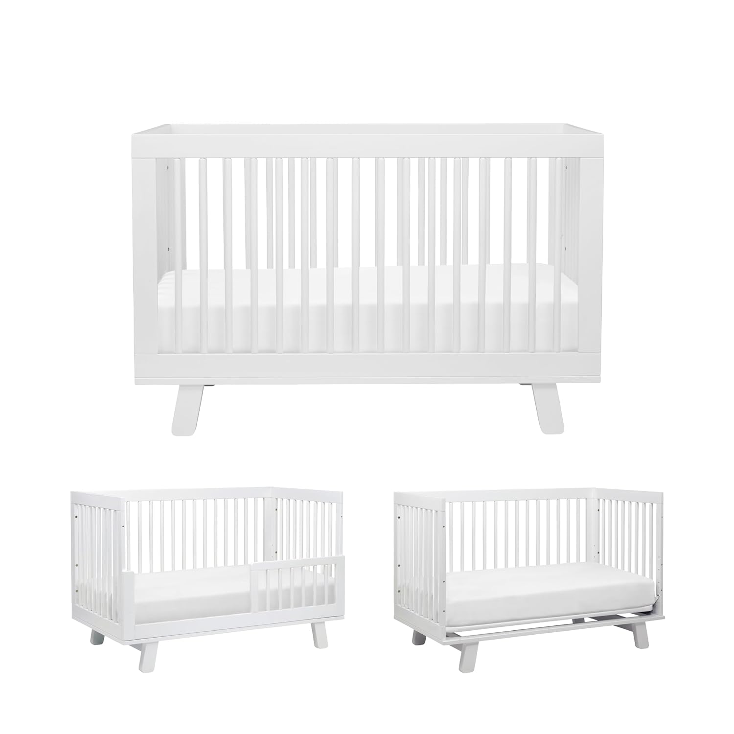 Babyletto Hudson 3-in-1 Convertible Crib, GREENGUARD Gold Certified, Toddler Bed & Daybed, Adjustable Heights, White