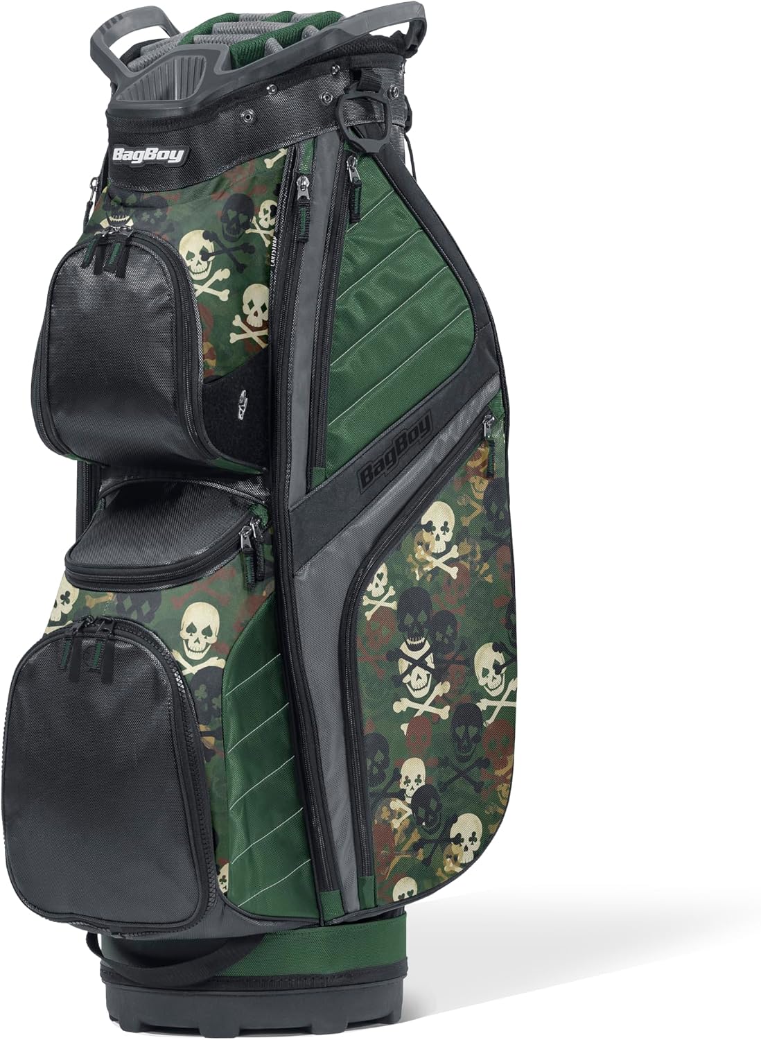 Bag Boy CB-15 Golf Cart Bag, Green/Skulls