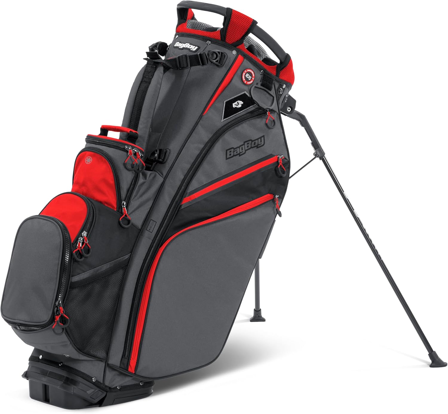 Bag Boy Chiller Pro Hybrid Golf Stand Bag, Charcoal/Red/Black