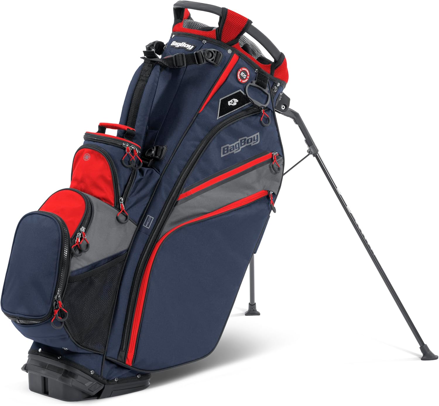 Bag Boy Chiller Pro Hybrid Golf Stand Bag, Navy/Red/Charcoal