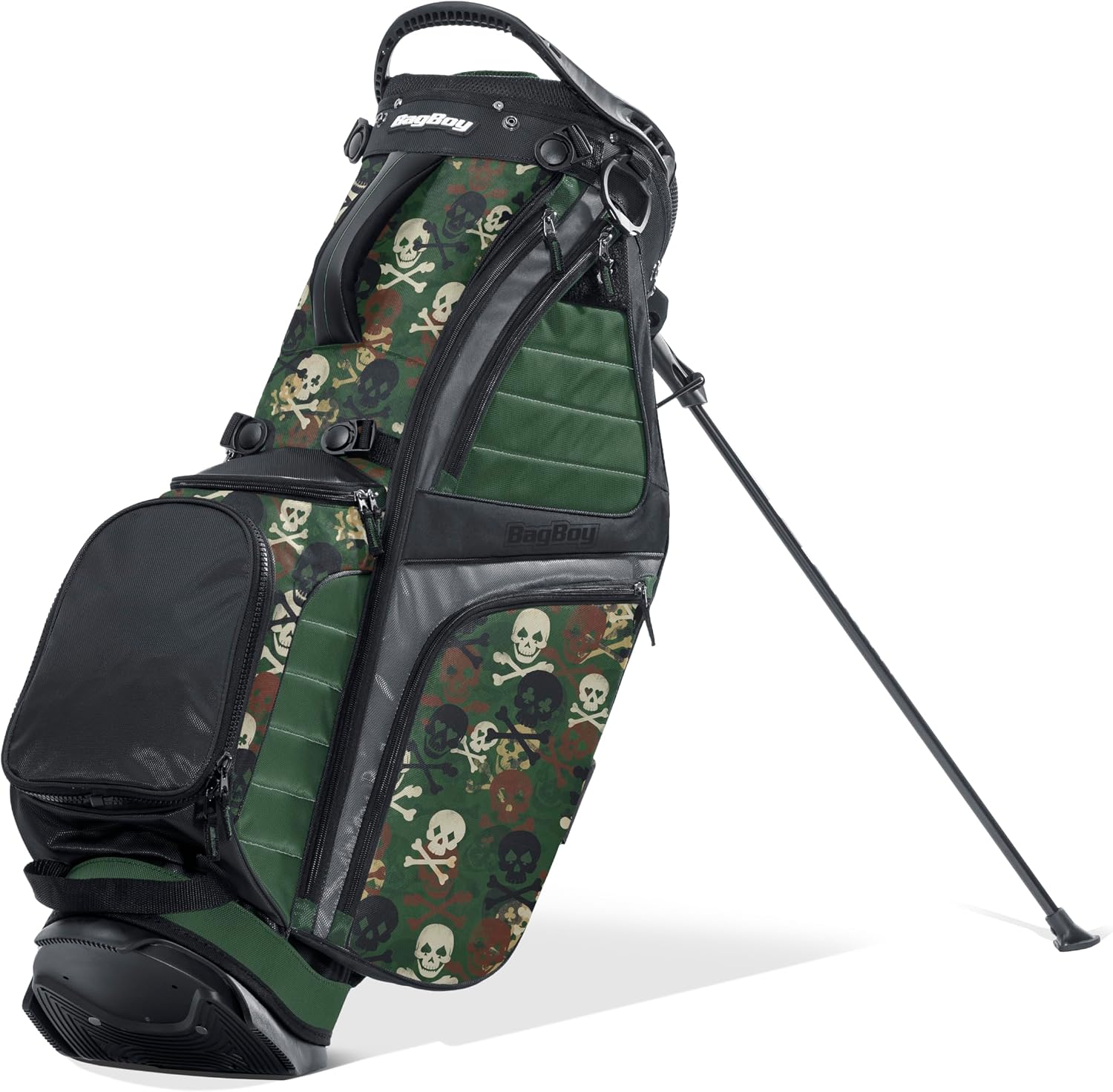 Bag Boy HB-14 Hybrid Golf Stand Bag, Green/Skulls