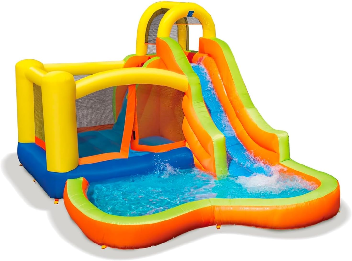 Banzai Inflatable Pool Water Slide, Blow Up Backyard Splash House, Sun N’ Splash