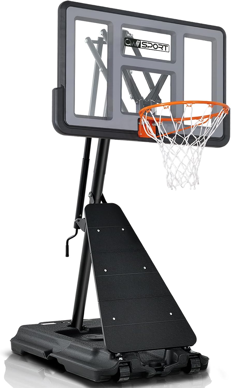 Basketball Hoop Outdoor 48” Impact Backboard, 5.3-10FT Height Adjustable Basketball Hoop Goal System w Portable Wheels for Adults