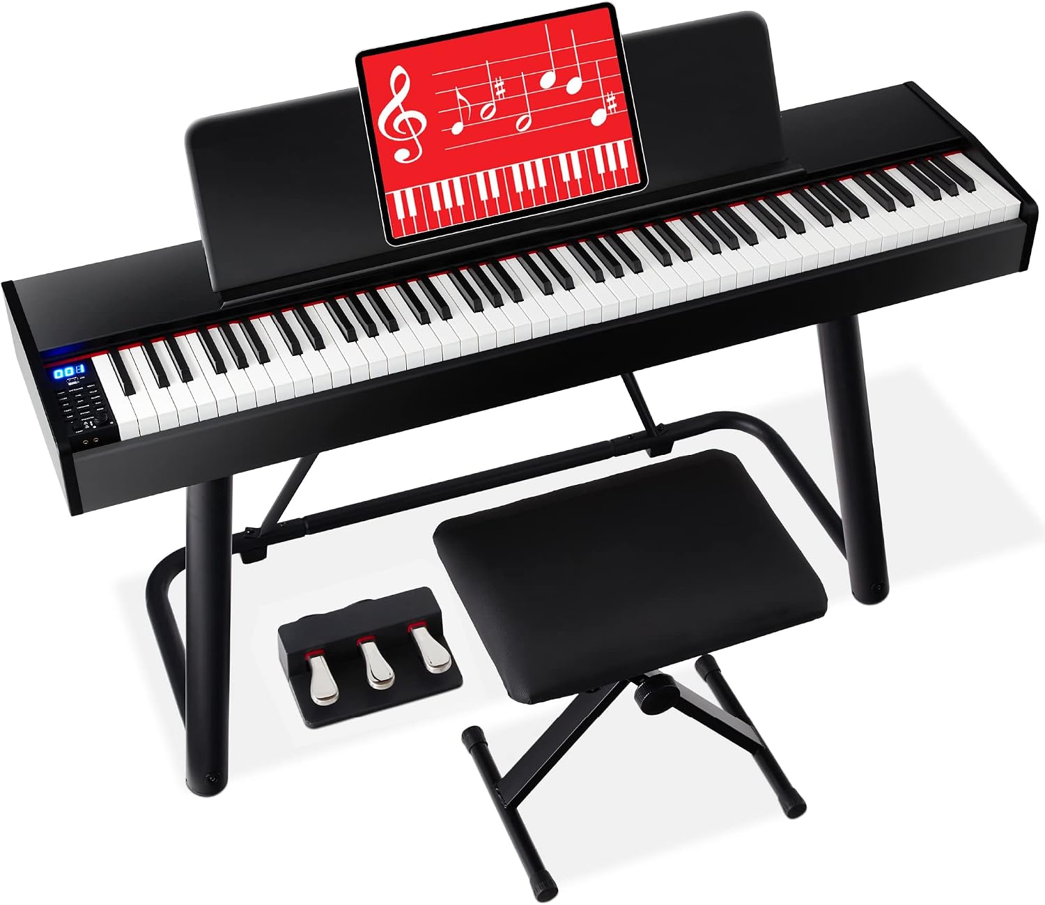 Best Choice Products 88-Key Weighted Digital Piano Set with Stand, 3-Pedal Unit, Stool, Cover & Jacks
