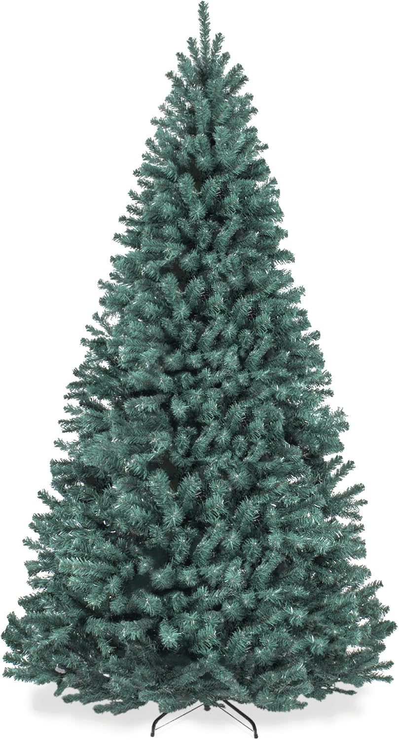 Best Choice Products Artificial Christmas Tree, 12ft Premium Unlit Realistic Spruce Holiday Décor w/Dense Branches, Metal Base – Blue Spruce