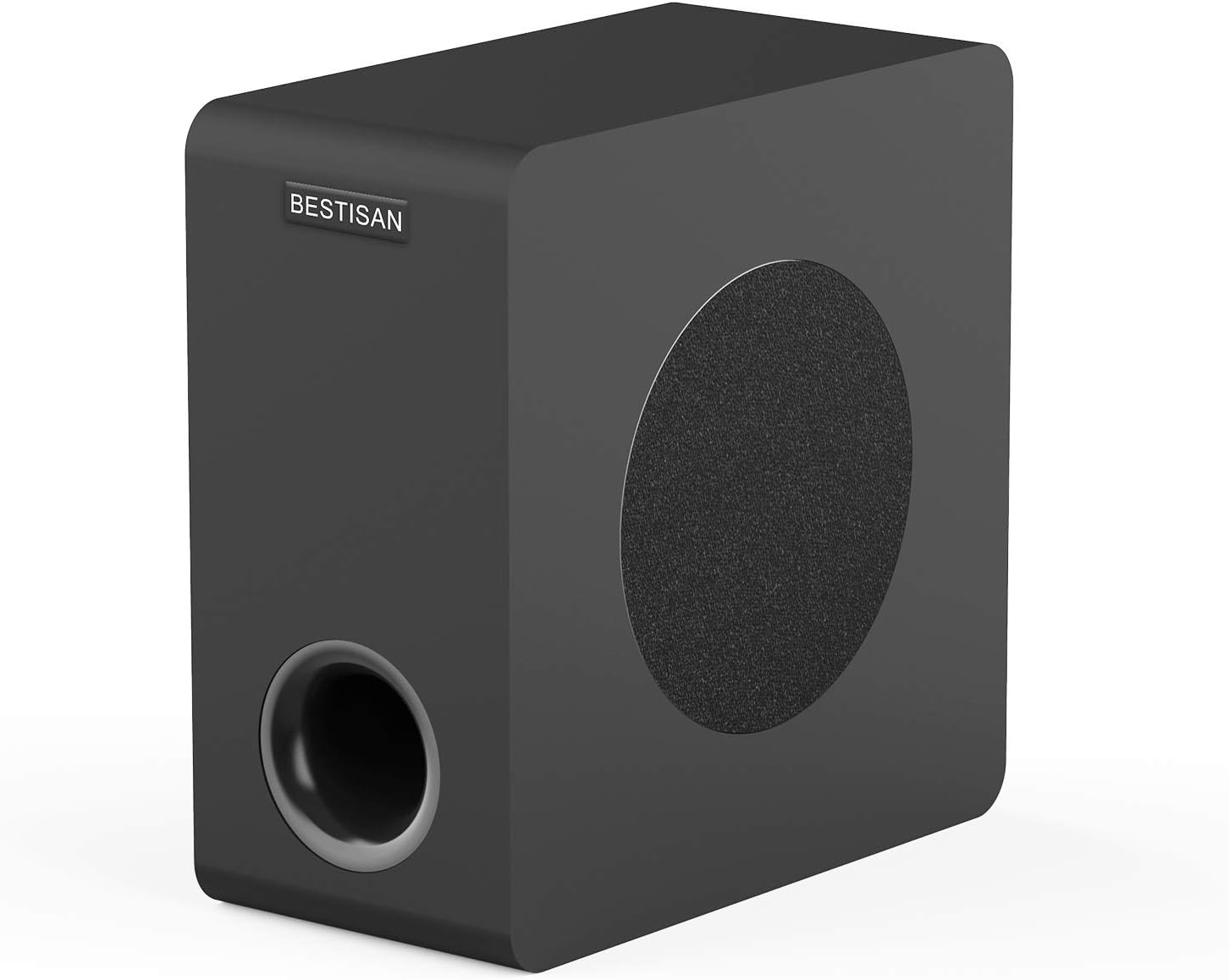 BESTISAN 6.5″ Powered Subwoofer Side-Firing Home Audio Sub, Deep Bass, RCA LFE AUX Inputs, Easy Setup with TV & Theater – Black