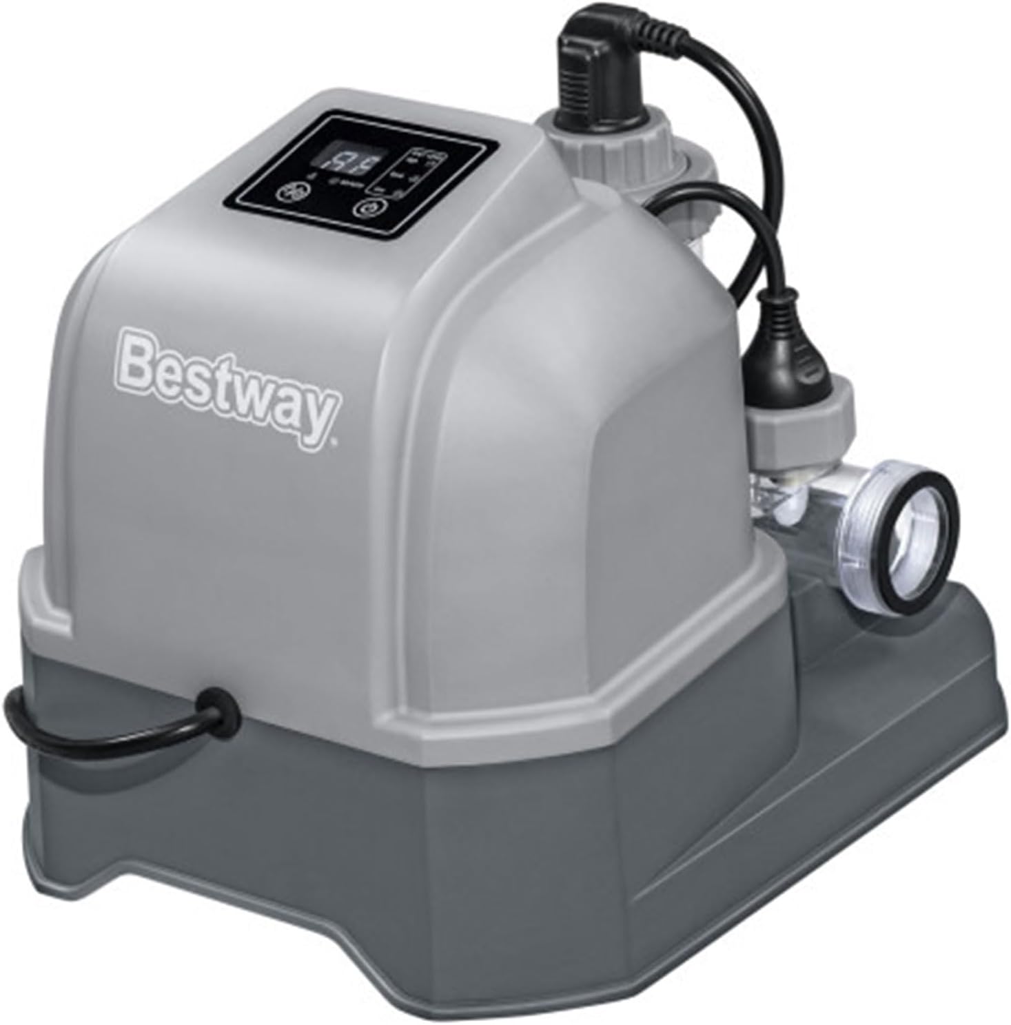 Bestway Hydrogenic 12 G/H Saltwater Chlorinator Automatic Self-Cleaning Mode for 15,000 Gallon Above Ground Swimming Pools with Test Strips