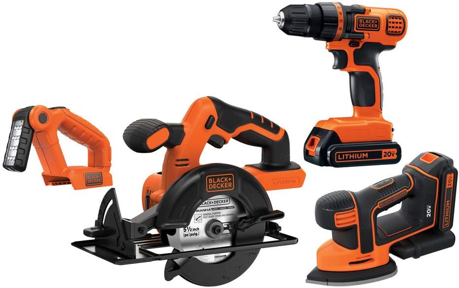 BLACK+DECKER 20V MAX* POWERCONNECT Cordless 4-Tool Combo Kit (BD4KITCDCMSL)