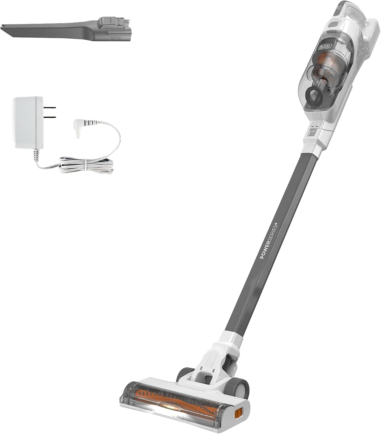 BLACK+DECKER POWERSERIES+ 20V MAX Cordless Stick Vacuum Cleaner with LED Floor Lights, Lightweight, Multi-Surface (BHFEA520J), Gray