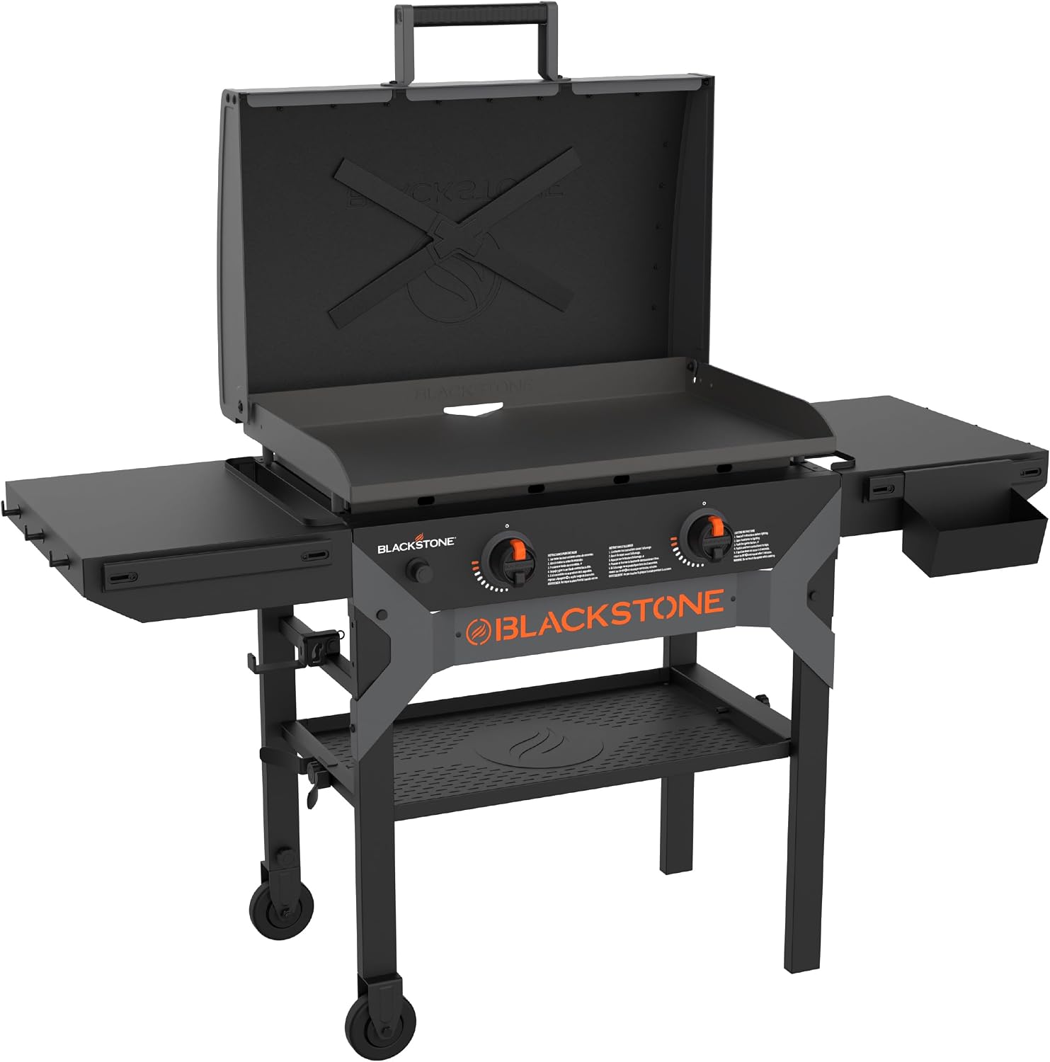 Blackstone Iron Forged 28” Omnivore Griddle with X-Braced Hood, Powder Coated Steel, Black