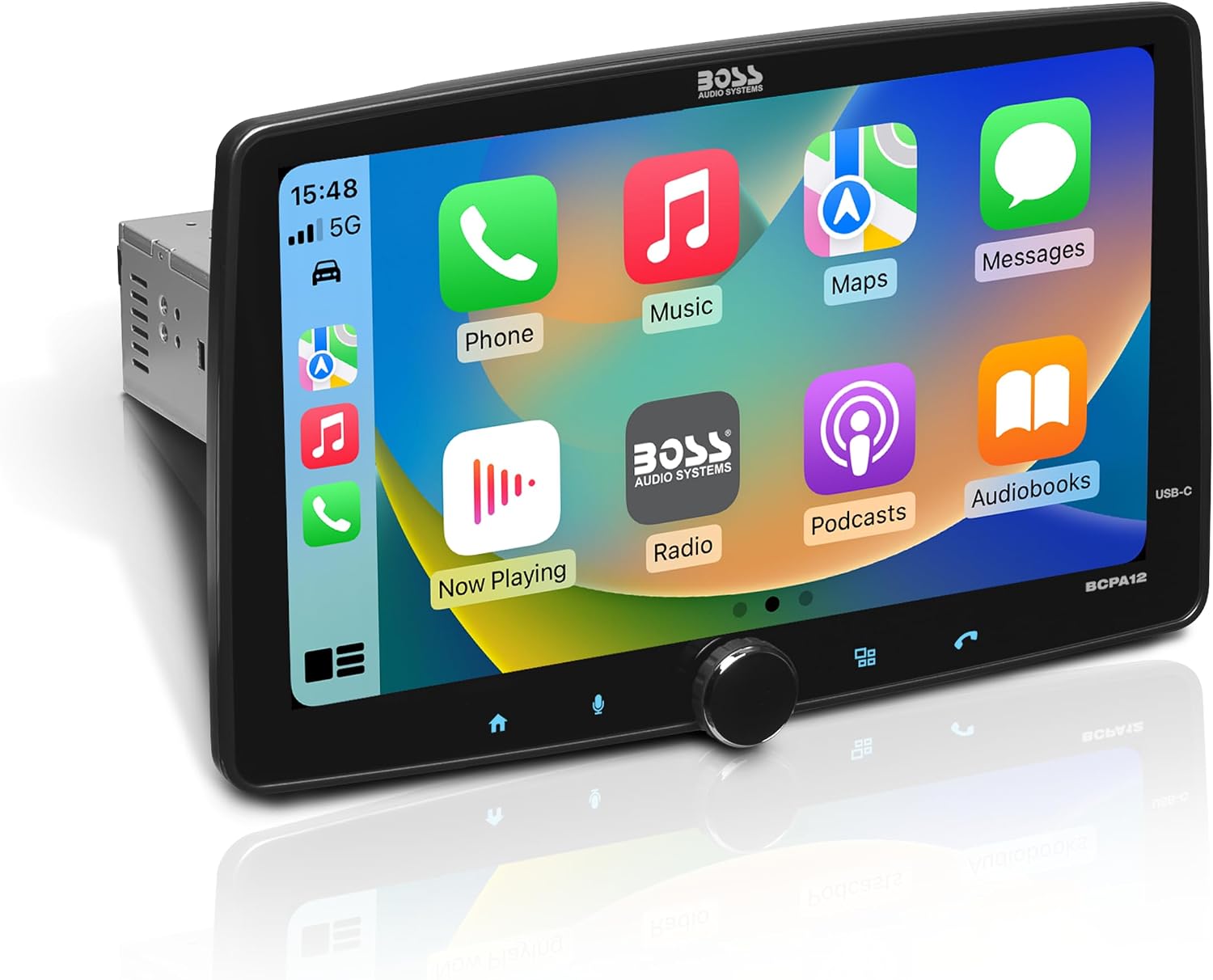 BOSS Audio Systems BCPA12 Single Din Car Stereo – Apple CarPlay, Android Auto, 12 Inch Touchscreen, Bluetooth, No DVD CD Player, Radio Receiver