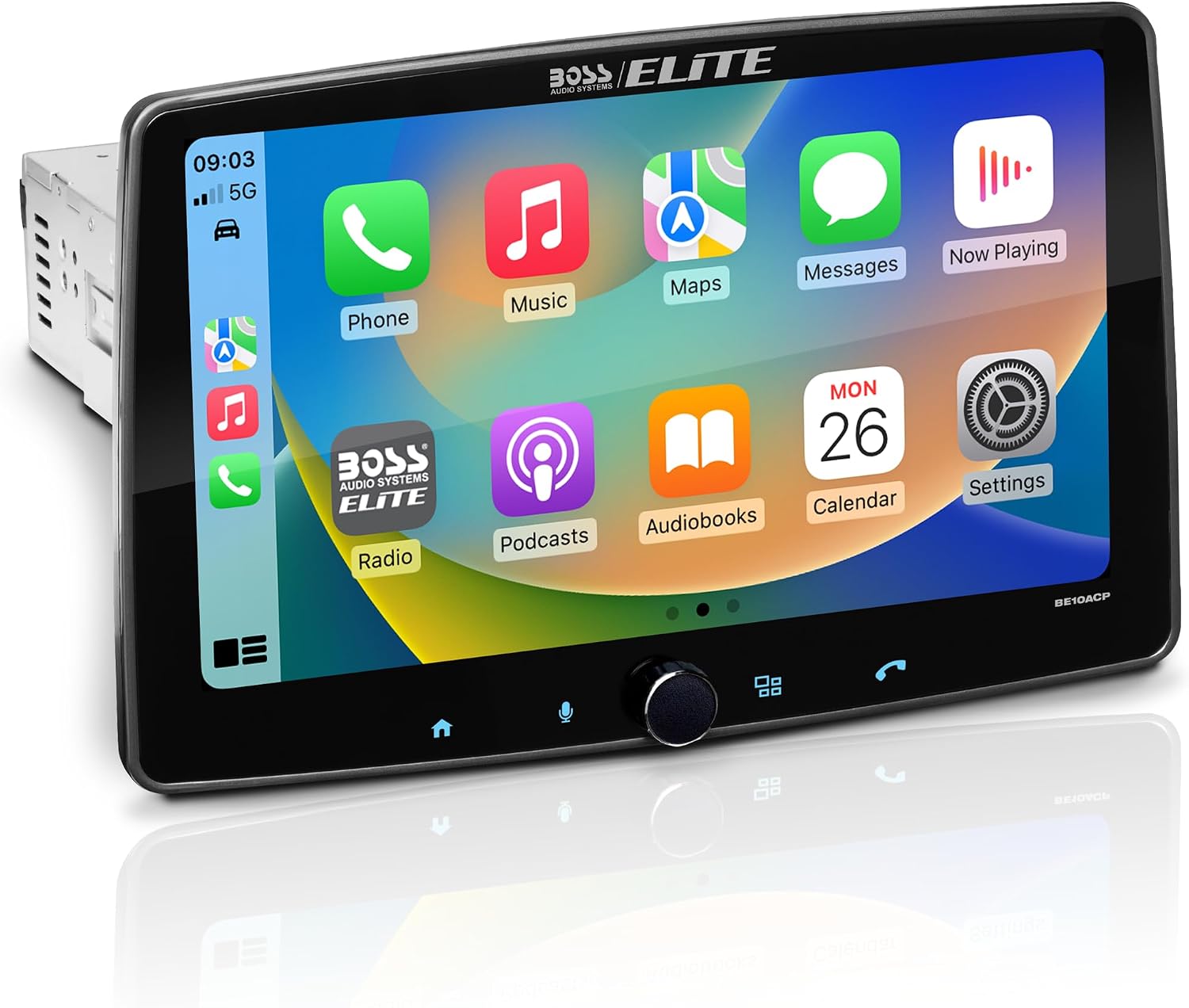 BOSS Audio Systems Elite BE10ACP 10.1″ Car Stereo, Apple CarPlay Android Auto, Single DIN w/ Double DIN Brackets, Bluetooth, Detachable, No DVD/CD