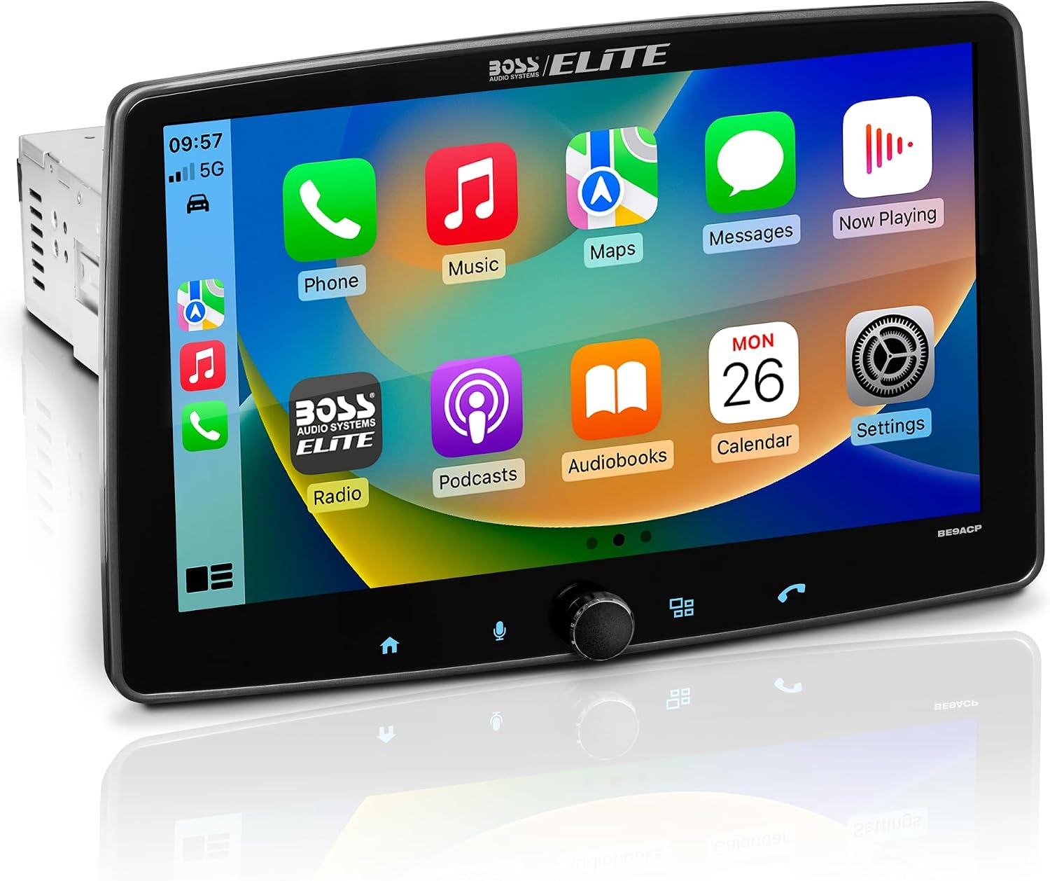 BOSS Audio Systems Elite BE9ACP 9″ Car Stereo, Apple CarPlay Android Auto, Single DIN Touchscreen, Bluetooth, Radio Receiver, RGB Lights, No DVD/CD