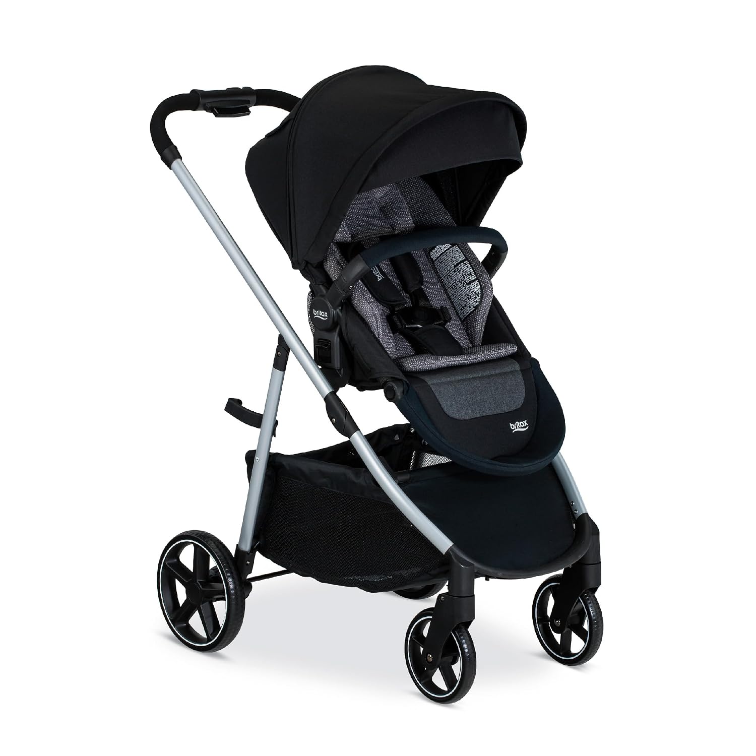 Britax Grove Modular Stroller, Lightweight Stroller with CozyFit Insert and Bumper Bar, 6 Ways to Ride, SafeWash, Pindot Onyx