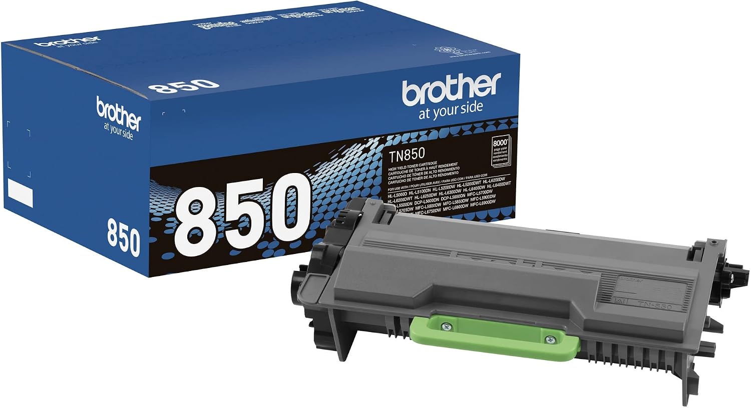 Brother Genuine High Yield Toner Cartridge, TN850, Replacement Black Toner, Page Yield Up To 8,000 Pages