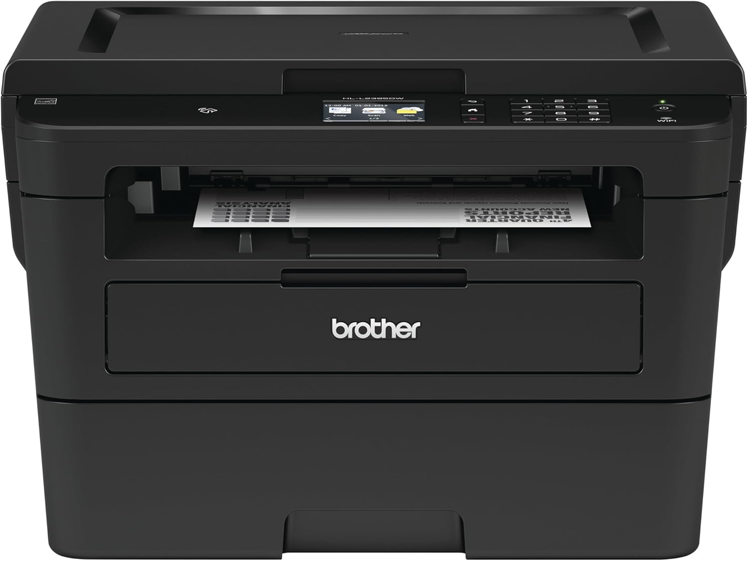 Brother HLL2395DW Compact Monochrome Laser Printer, NFC, Flatbed Copy & Scan, Wireless Printing, 4-Month Trial, Black