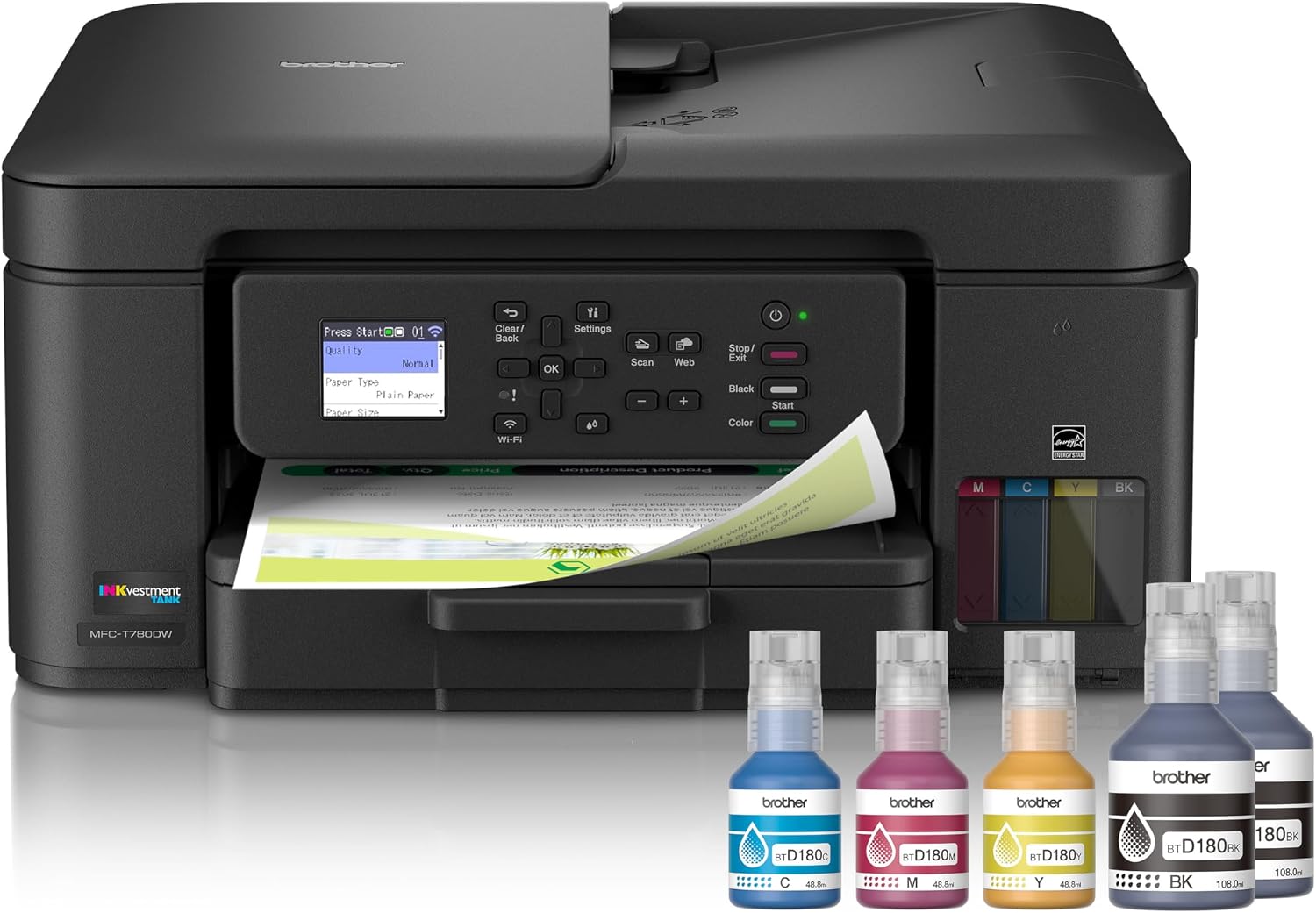Brother INKvestment Tank 780 Wireless Color Inkjet All-in-One Printer with Duplex Printing | Includes up to 3 Years of Ink in-Box (MFC-T780DW)