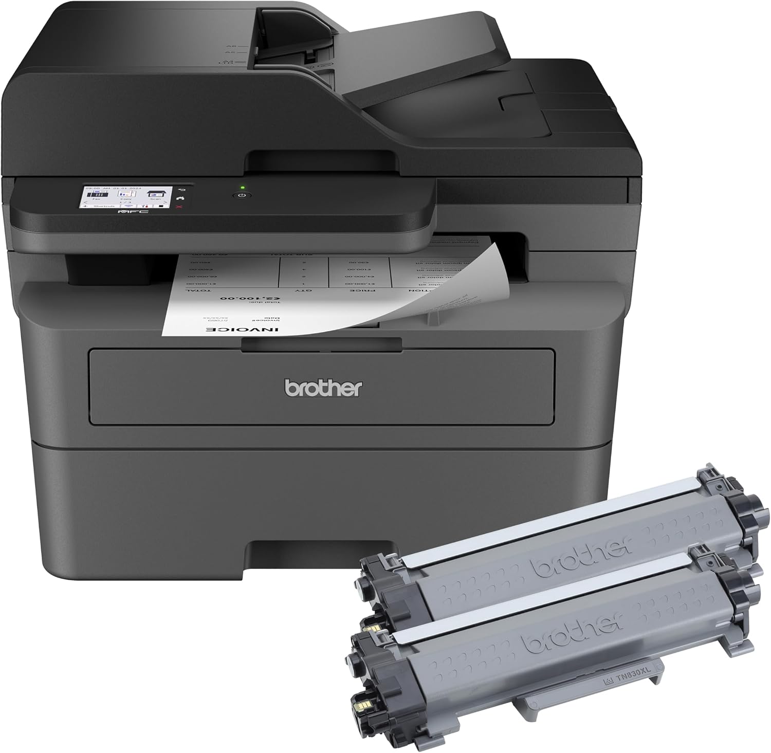 Brother MFC-L2820DW XL Wireless Compact Monochrome All-in-One Laser Printer, Black & White | Up to 4,200 Pages of Toner Included(1), Works with Alexa