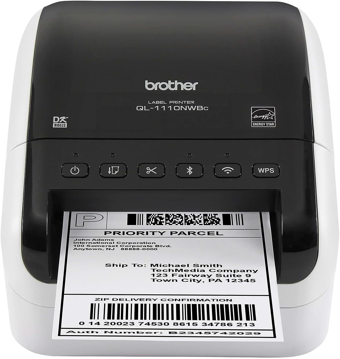 Brother QL-1110NWBC Professional Wide-Format Thermal Label Printer, Wireless, Black/White, 6.7″ x 5.9″ x 8.7″