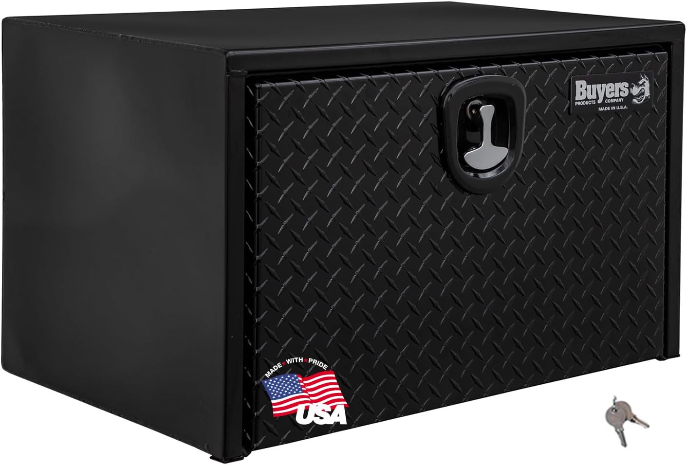 Buyers Products 1702503 Black Steel Underbody Truck Box w/ Aluminum Diamond Tread Door, 18x18x30, USA Made, Compression Latch, Rust Resistant