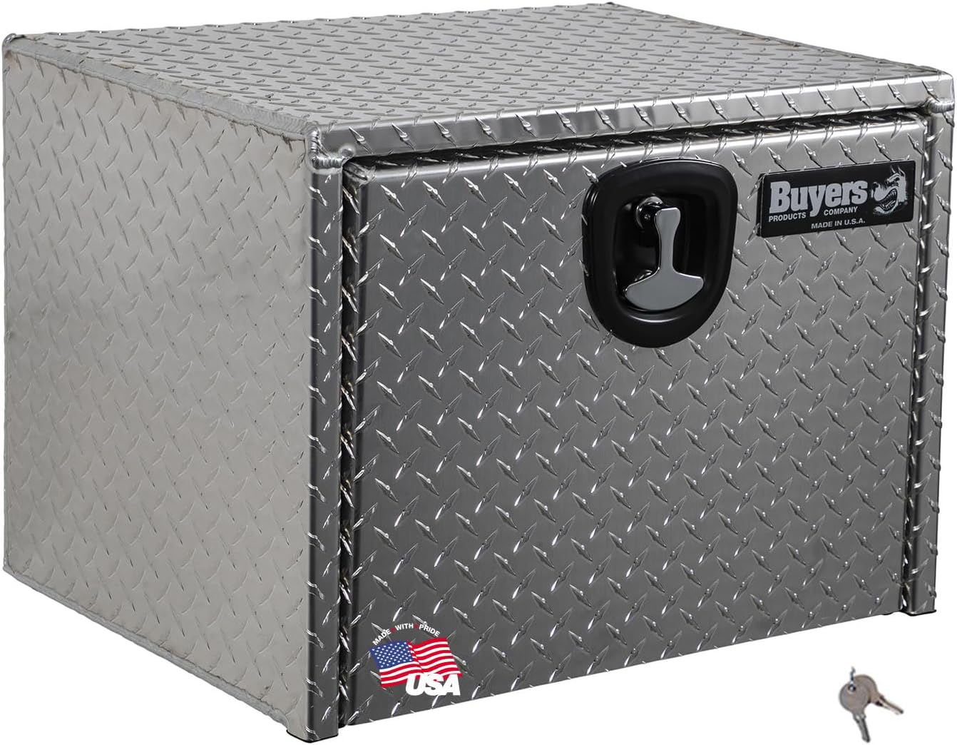 Buyers Products 1705100 Diamond Tread Aluminum Underbody Truck Tool Box, 18x18x24, USA Made, .100 in Thick, Corrosion Resistant, Locking Latch