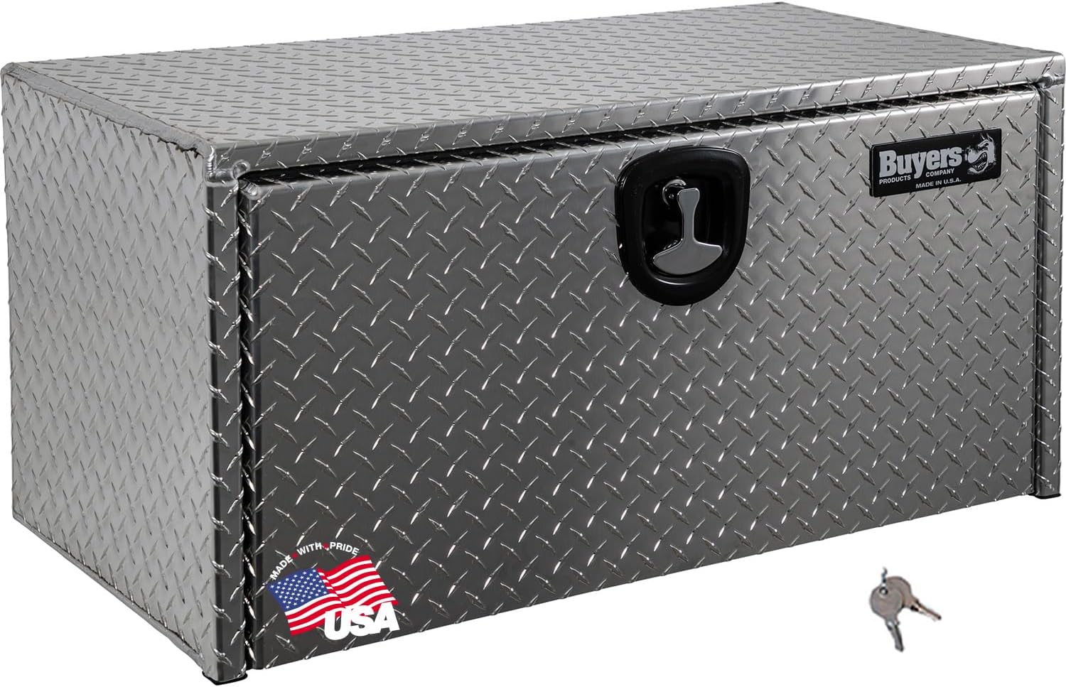 Buyers Products 1705102 Diamond Tread Aluminum Underbody Truck Tool Box, 18x18x14, USA Made, .100 in Thick, Corrosion Resistant, Locking Latch