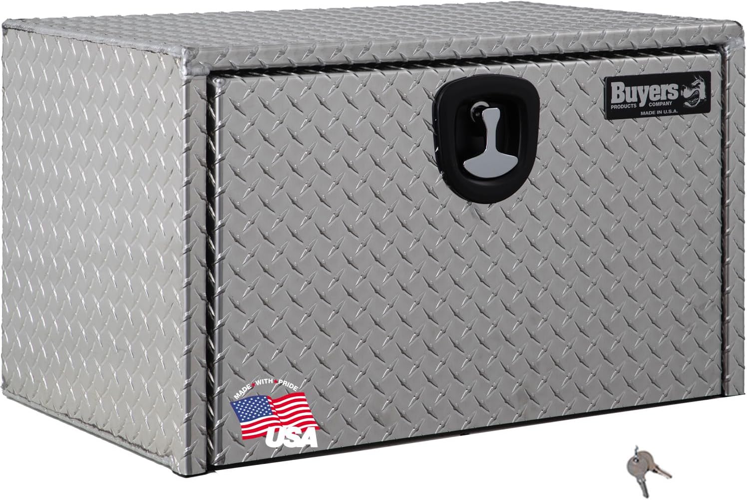 Buyers Products 1705103 Diamond Tread Aluminum Underbody Truck Tool Box, 18x18x30, USA Made, .100 in Thick, Corrosion Resistant, Locking Latch