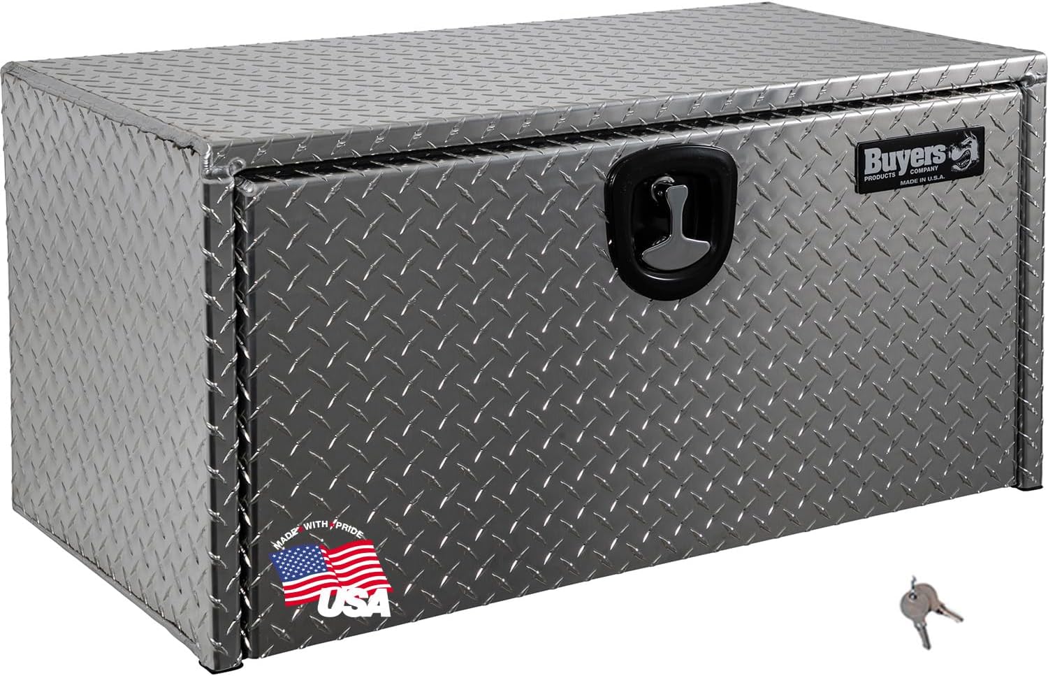 Buyers Products 1705105 Silver Diamond Tread Aluminum Underbody Truck Box, 18x18x36, T-Handle Latch, Durable Contractor Toolbox Storage Chest