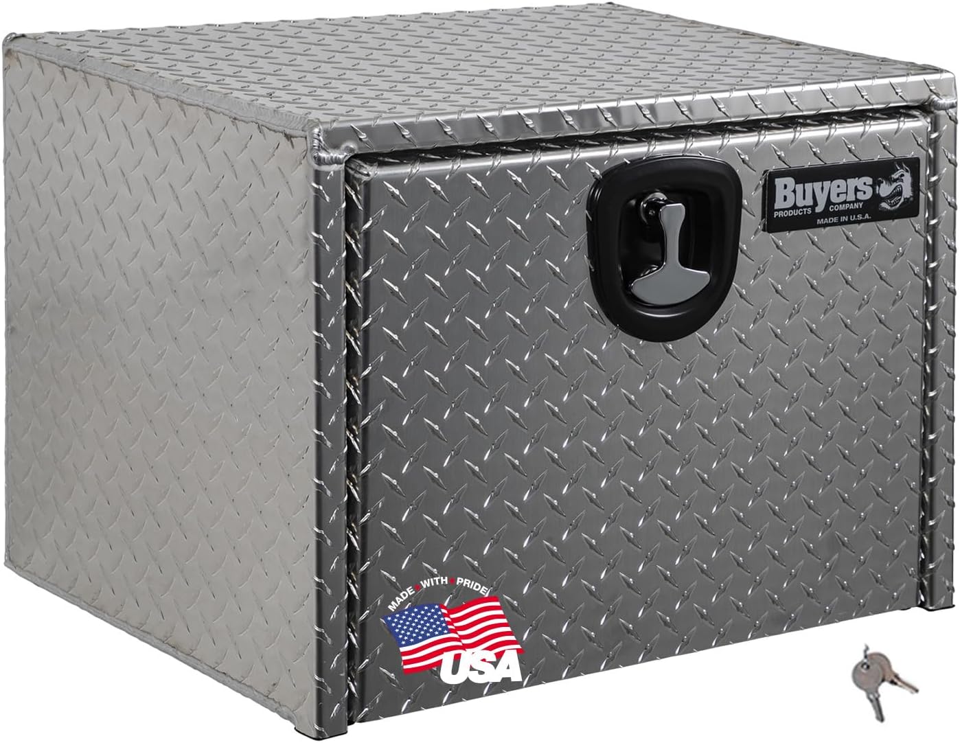 Buyers Products 1705130 Diamond Tread Aluminum Underbody Truck Tool Box, 24x24x24, USA Made, .100 in Thick, Corrosion Resistant, Locking Latch