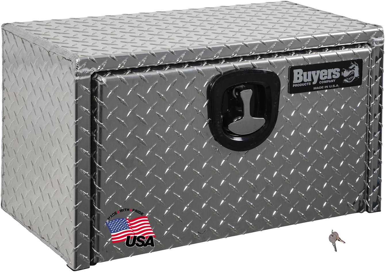 Buyers Products 1705148 Diamond Tread Aluminum Underbody Truck Tool Box, 14x12x16, USA Made, .100 in Thick, Corrosion Resistant, Locking Latch