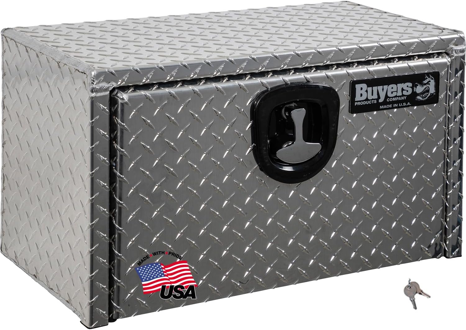 Buyers Products 1705150 Diamond Tread Aluminum Underbody Truck Tool Box, 14x12x24, USA Made, .100 in Thick, Corrosion Resistant, Locking Latch