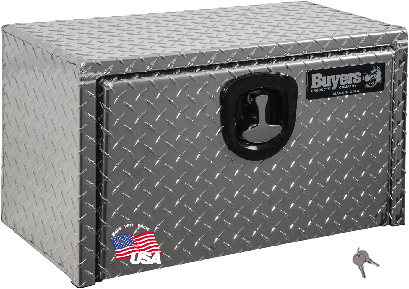 Buyers Products 1705160 Diamond Tread Aluminum Underbody Truck Tool Box, 14x16x24, USA Made, .100 in Thick, Corrosion Resistant, Locking Latch