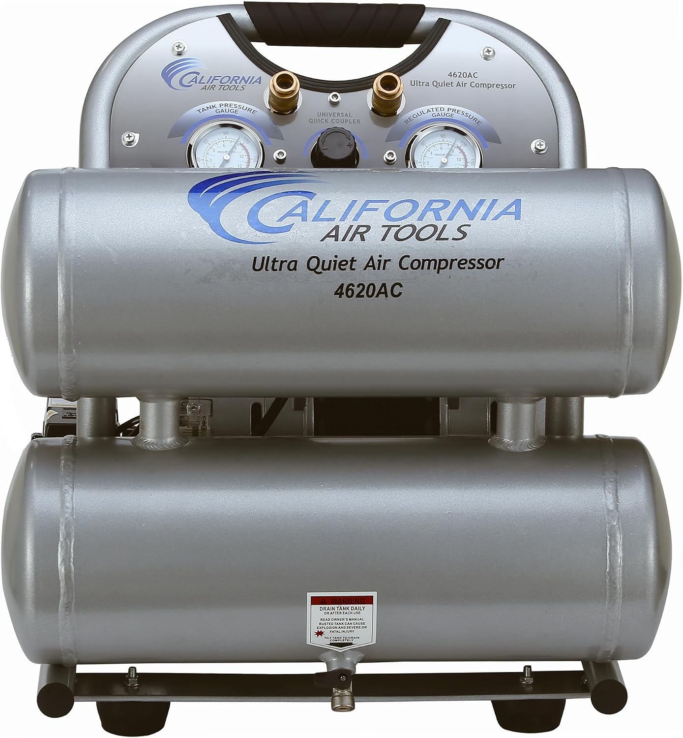 California Air Tools 4620AC Powerful 2.0 HP Ultra Quiet and Oil-Free Air Compressor, 4.6 Gallon Tank Capacity, Silver