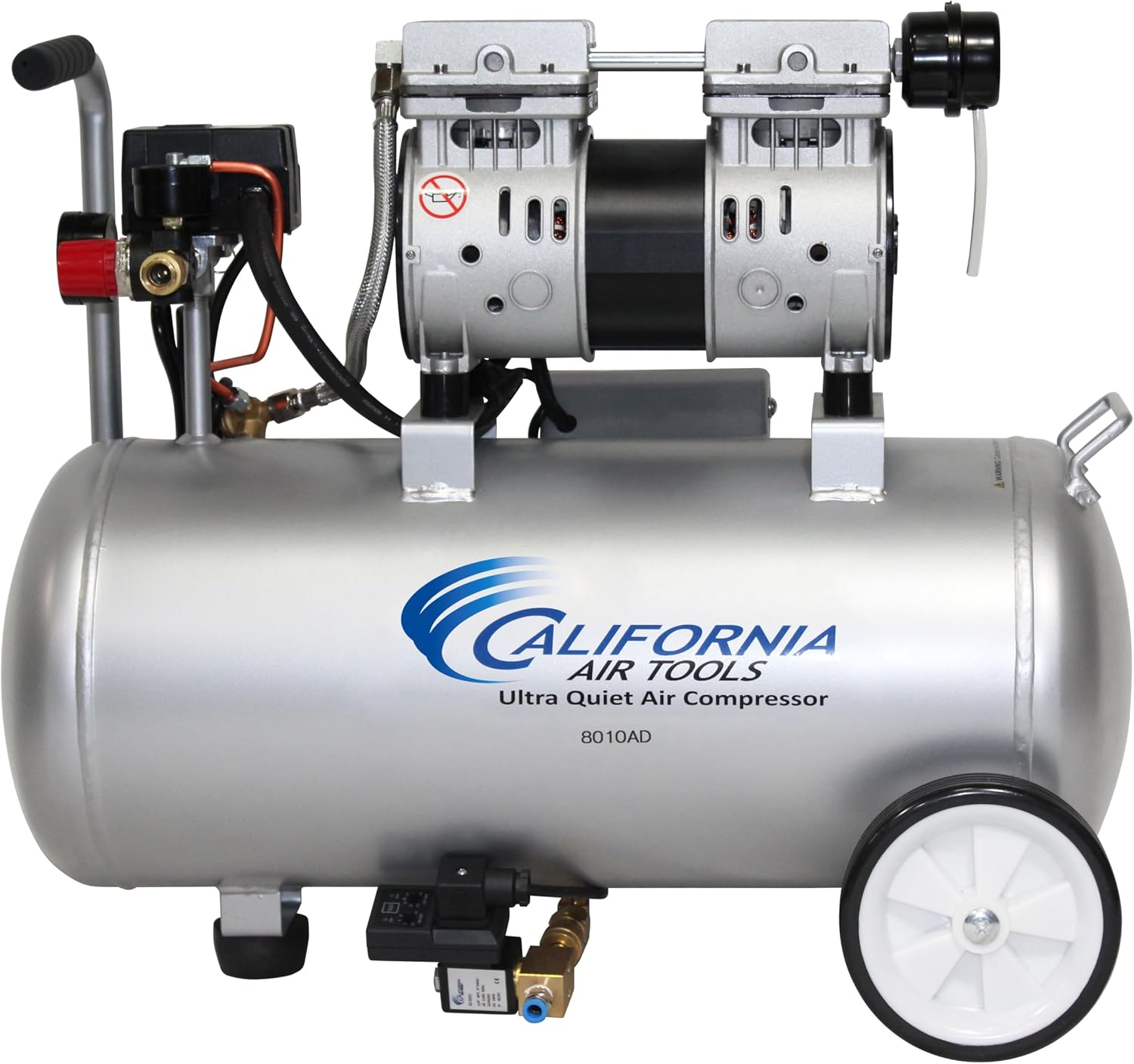 California Air Tools 8010AD – 1.0 HP Ultra Quiet Oil-Free Air Compressor, 8 Gal Tank, 60 dBA, Auto Drain, Wheels for Portability